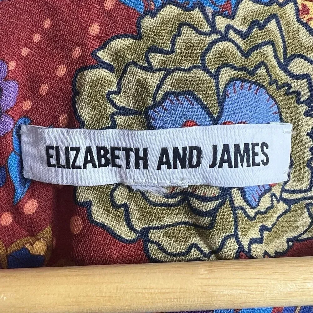 Elizabeth & James Drew Open Front Kimono Size M Rust Floral - Picture 8 of 12